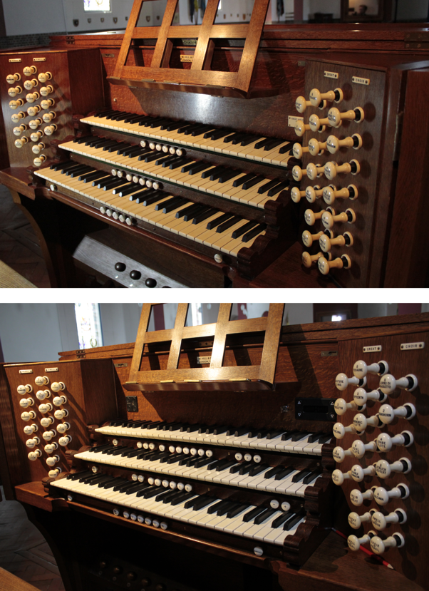 Organ Console before and after upgrade