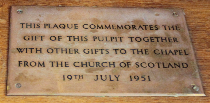 Pulpit Plaque